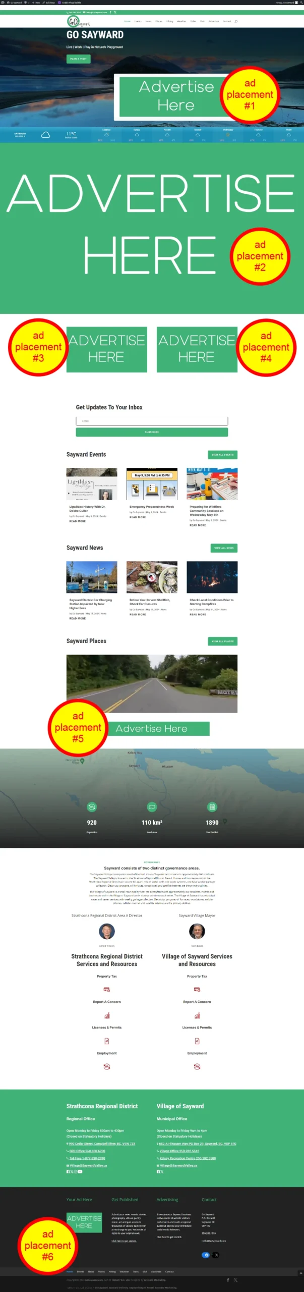 Go Sayward Homepage Advertising Placements