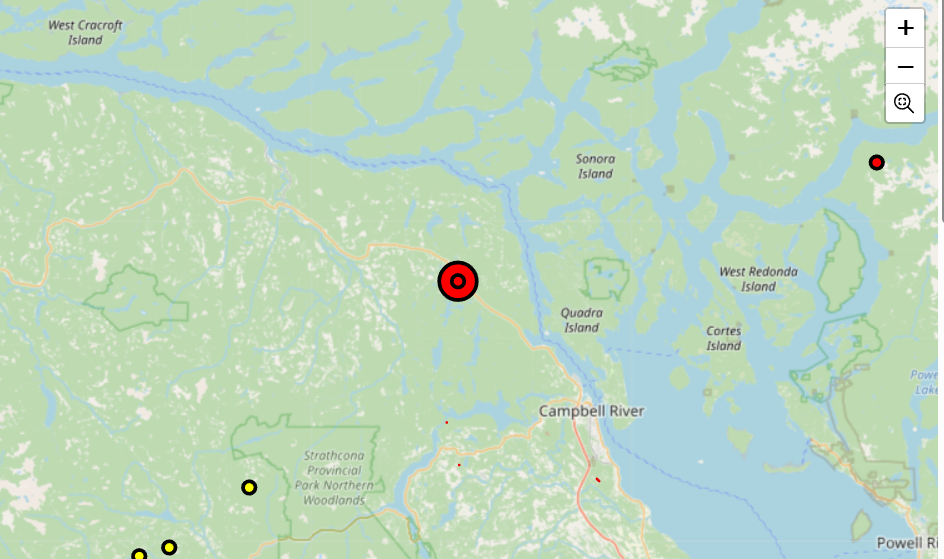 New Wild Fire Between Campbell River And Sayward Classified As Out Of Control