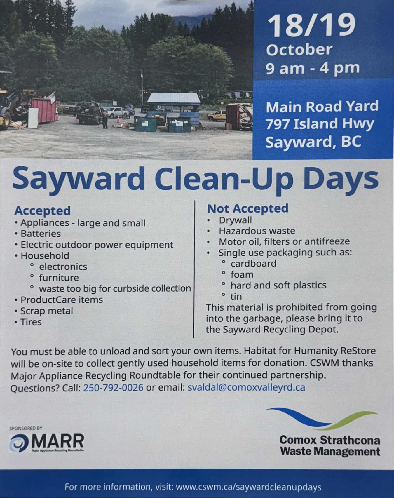 Sayward Clean Up Days - October 18-19