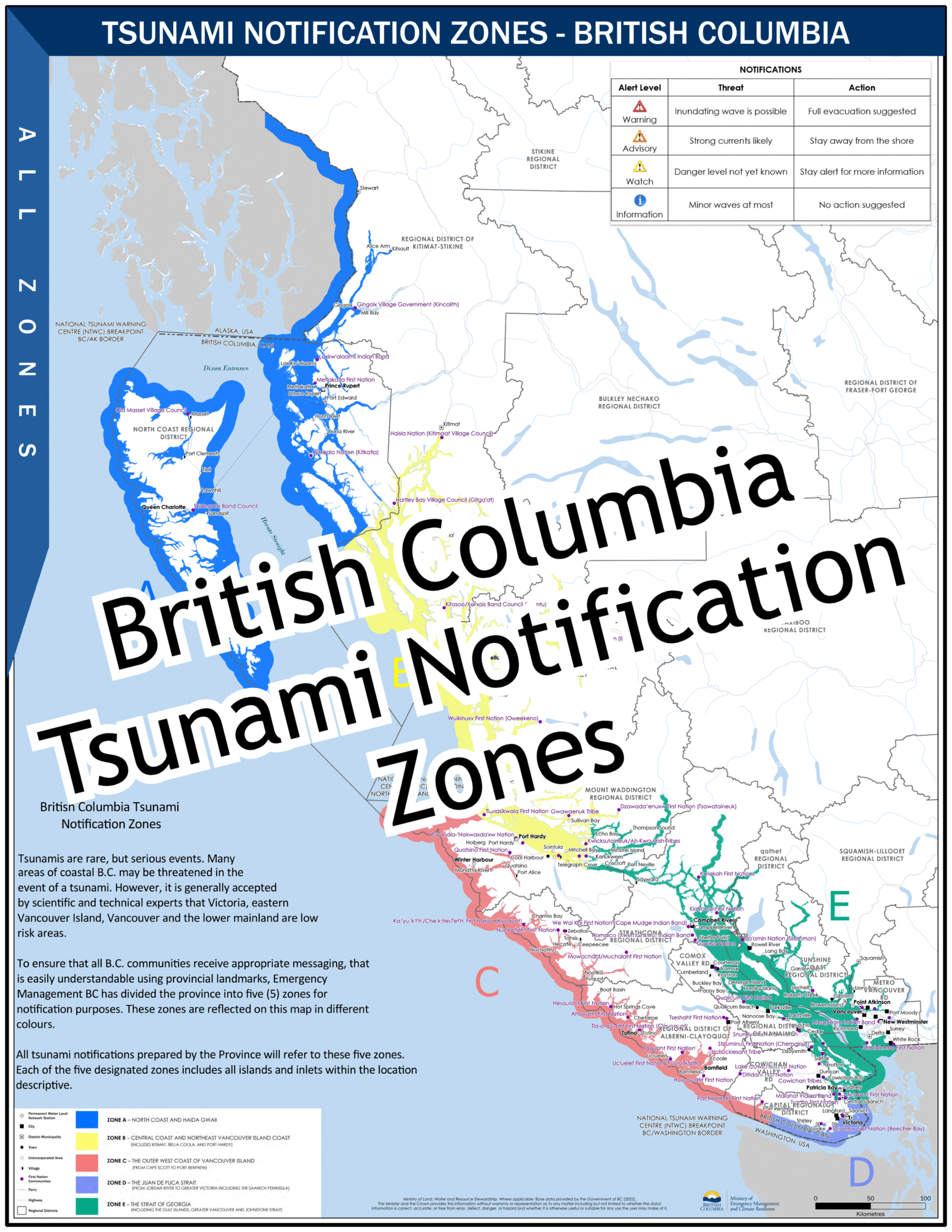 British Columbia Tsunami Notification Zones