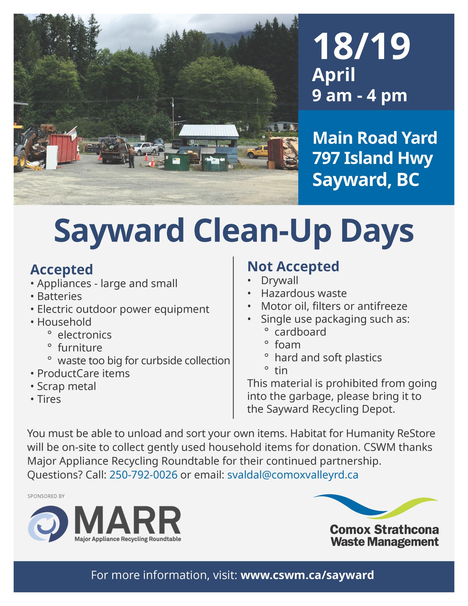 Sayward Clean Up Days April 18th And 19th