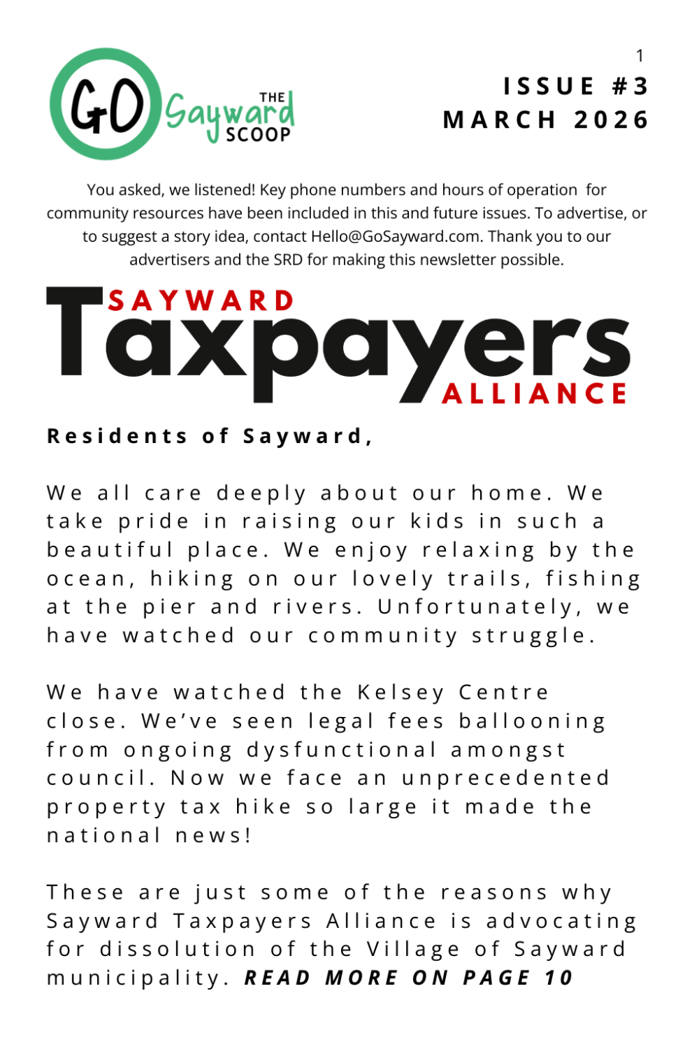 The Go Sayward Scoop Issue #3 March 2026 | Go Sayward