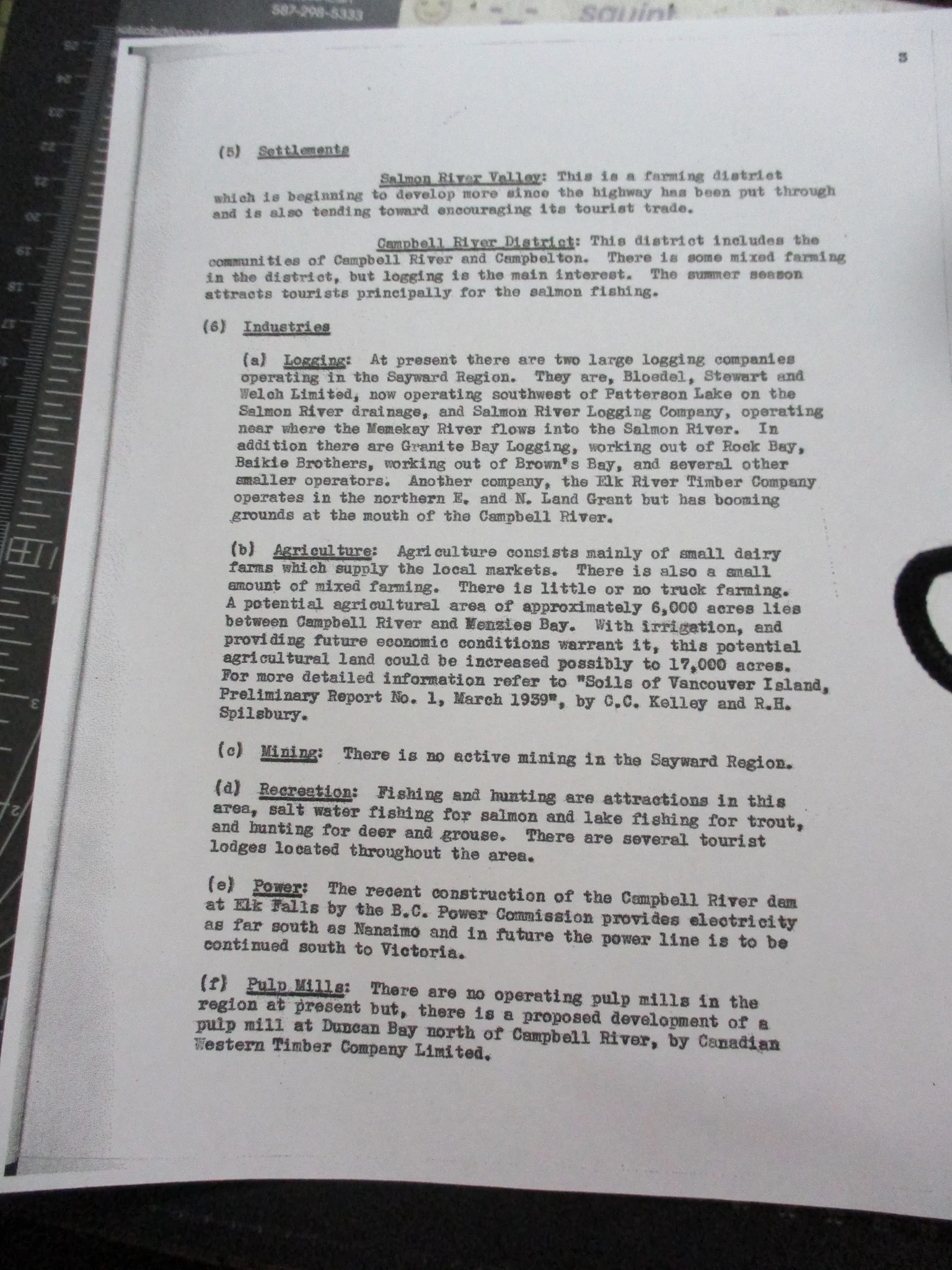 A Glimpse into the Sayward Valley in 1948 Industry, Opportunity, and a Growing Community