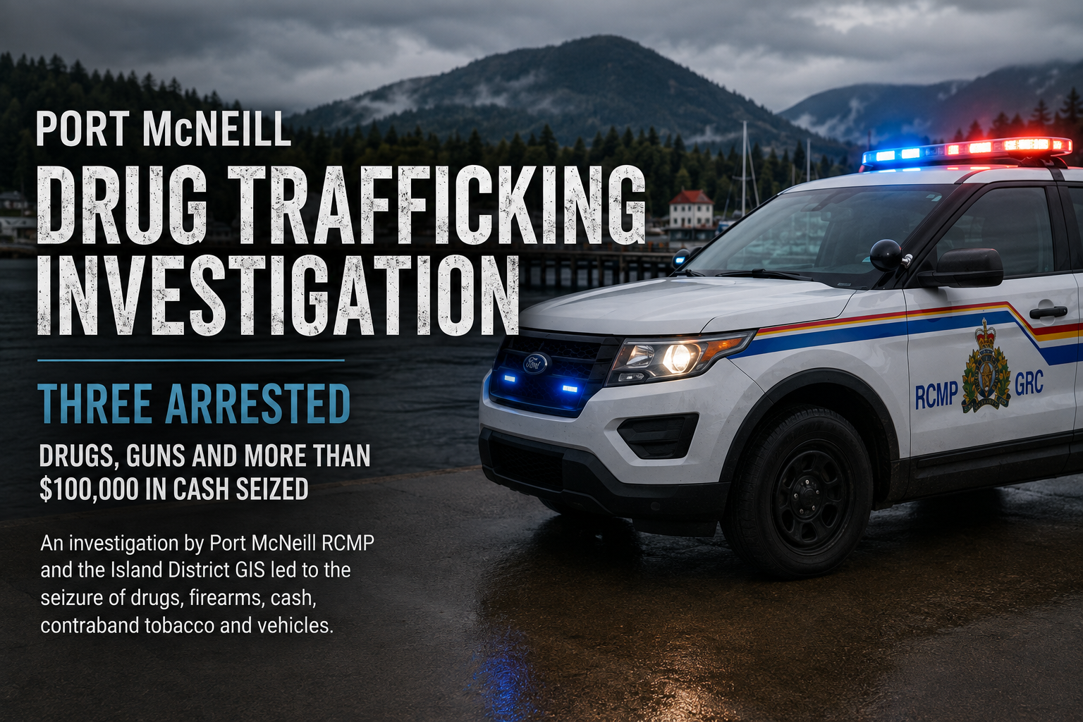 Three Arrested in Port McNeill Drug Trafficking Investigation After Drugs, Guns and More Than 100000 Seized